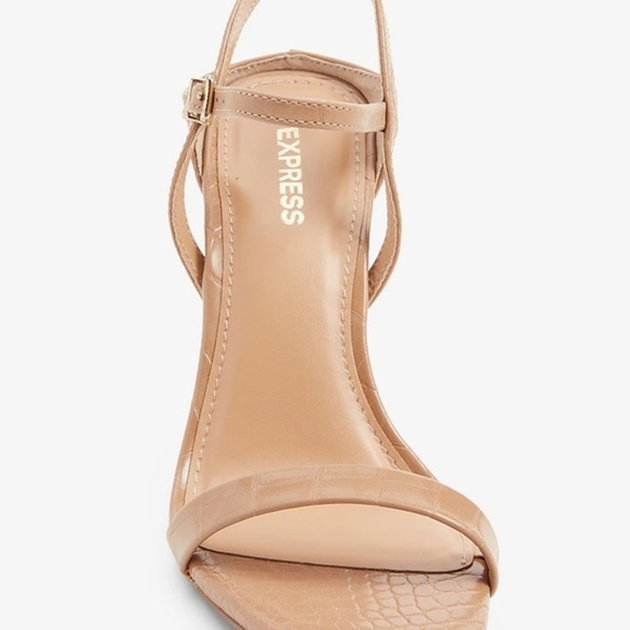 COPY - Textured Low Back Heeled Sandals size 9 & 10 express heel shoes prom san… - Picture 3 of 5